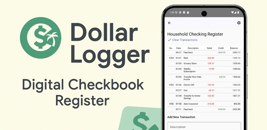 Dollar Logger offline checkbook register for Android